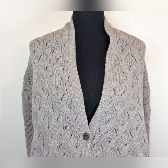 Garnet Hill Baby Alpaca Open Front Sweater Lagenlook Preppy Quiet Luxury M - Picture 3 of 10